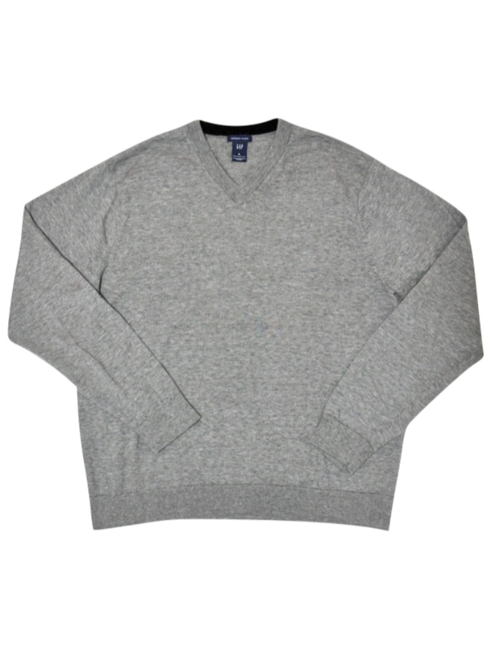 GAP 100% Merino Wool Gray Unisex V-Neck Y2K Sweater Size XL
